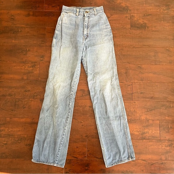 VINTAGE 1970s Denim Jean De Paree High Rise Jeans Straight Vtg 70s Size 7 / 8 - Picture 2 of 11
